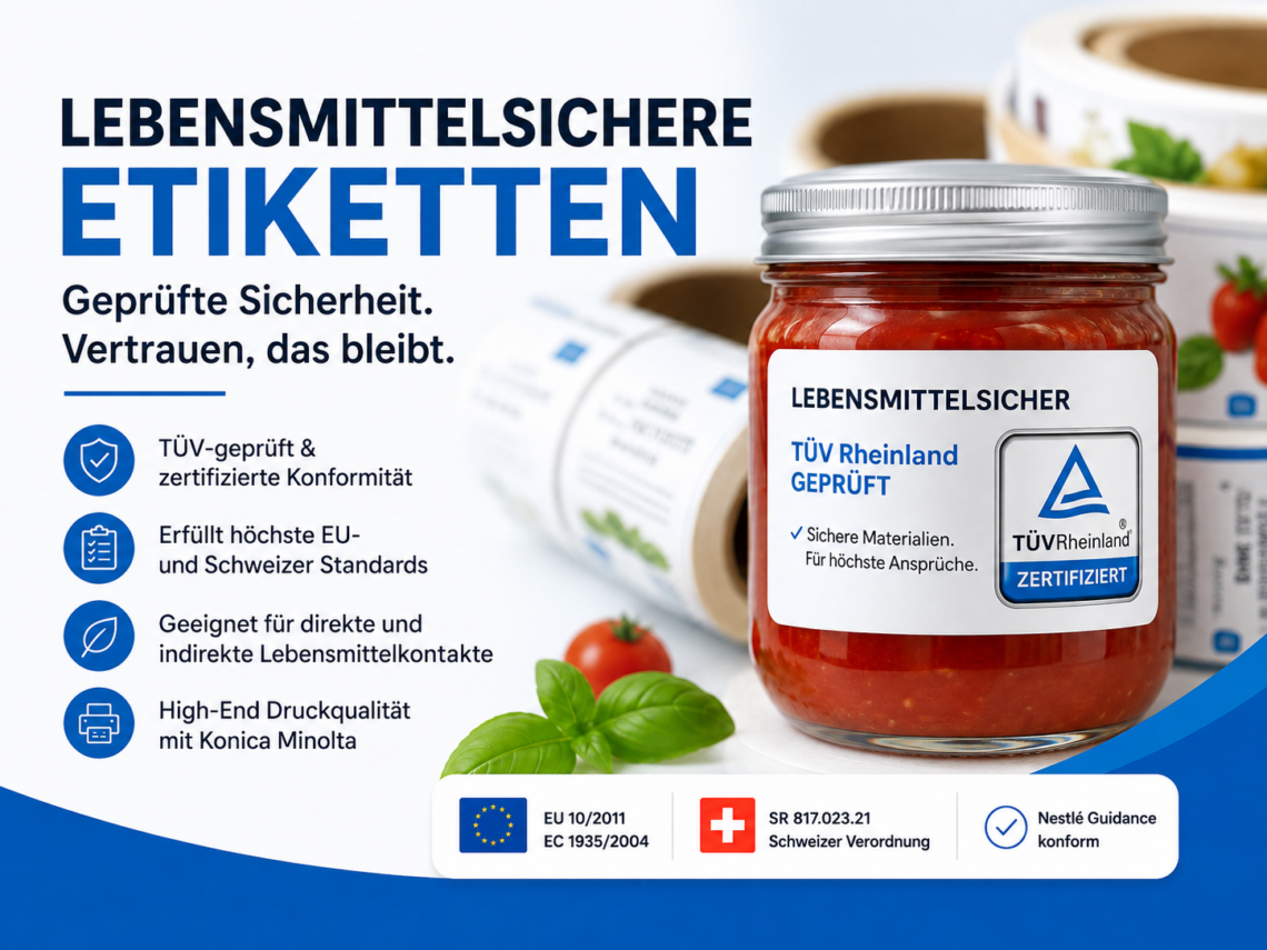 Lebensmittelsichere Etiketten – TÜV geprüfte Sicherheit