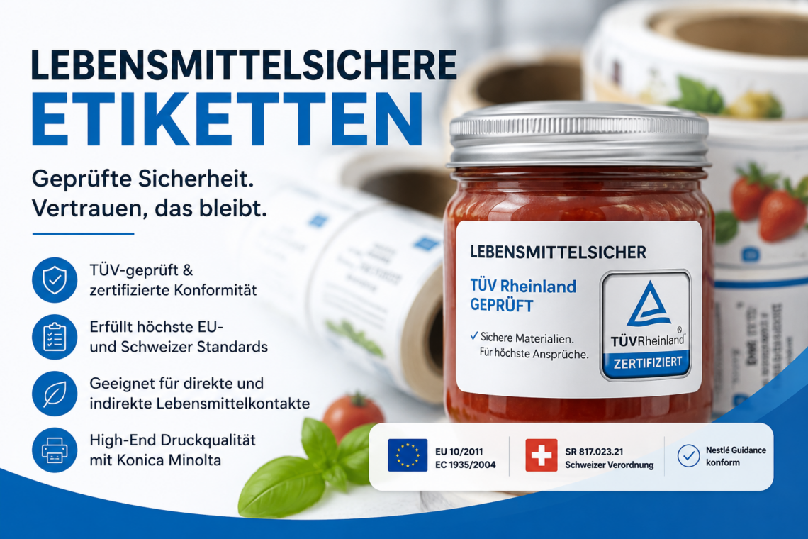 Lebensmittelsichere Etiketten – TÜV geprüfte Sicherheit